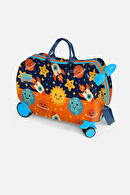 Yaygan Uzay Baskılı Unisex Aksesuar Lacivert/Orange Otur-Çek Valiz