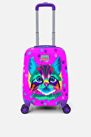 Yaygan Kedi Baskılı Aksesuar Mor/Pembe Çanta