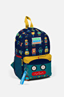 Yaygan Robot Baskılı Aksesuar Lacivert Çanta