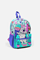 Yaygan Dondurmalı Kedi Baskılı Aksesuar Turkuaz/Pembe Çanta