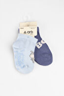 Katamino Aristo 2'li Erkek İlk Adım Beyaz/Mavi Çorap Katamino Aristo 2'li Erkek İlk Adım Beyaz/Mavi Çorap