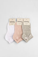Katamino Tivoli 3'lü Kız Bebek Lila/Gri/Beyaz Çorap