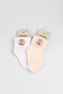 Katamino Bukre 2'li Kız İlk Adım Beyaz/Pembe Çorap Katamino Bukre 2'li Kız İlk Adım Beyaz/Pembe Çorap