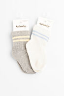 Katamino Albay 2'li Erkek İlk Adım Beyaz/Gri Çorap Katamino Albay 2'li Erkek İlk Adım Beyaz/Gri Çorap