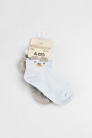 Katamino Salaman 2'li Erkek İlk Adım Mavi/Gri Çorap